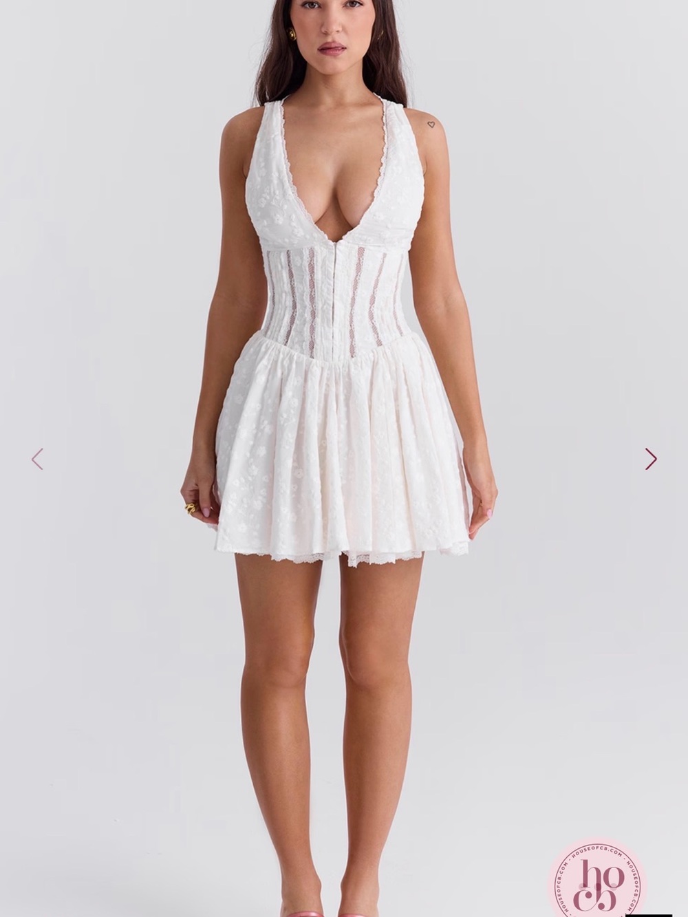House of CB White Plunging Corset Mini Dress